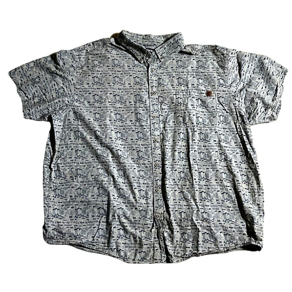 Men's Casual Button Down Shirt - Gray Pattern
